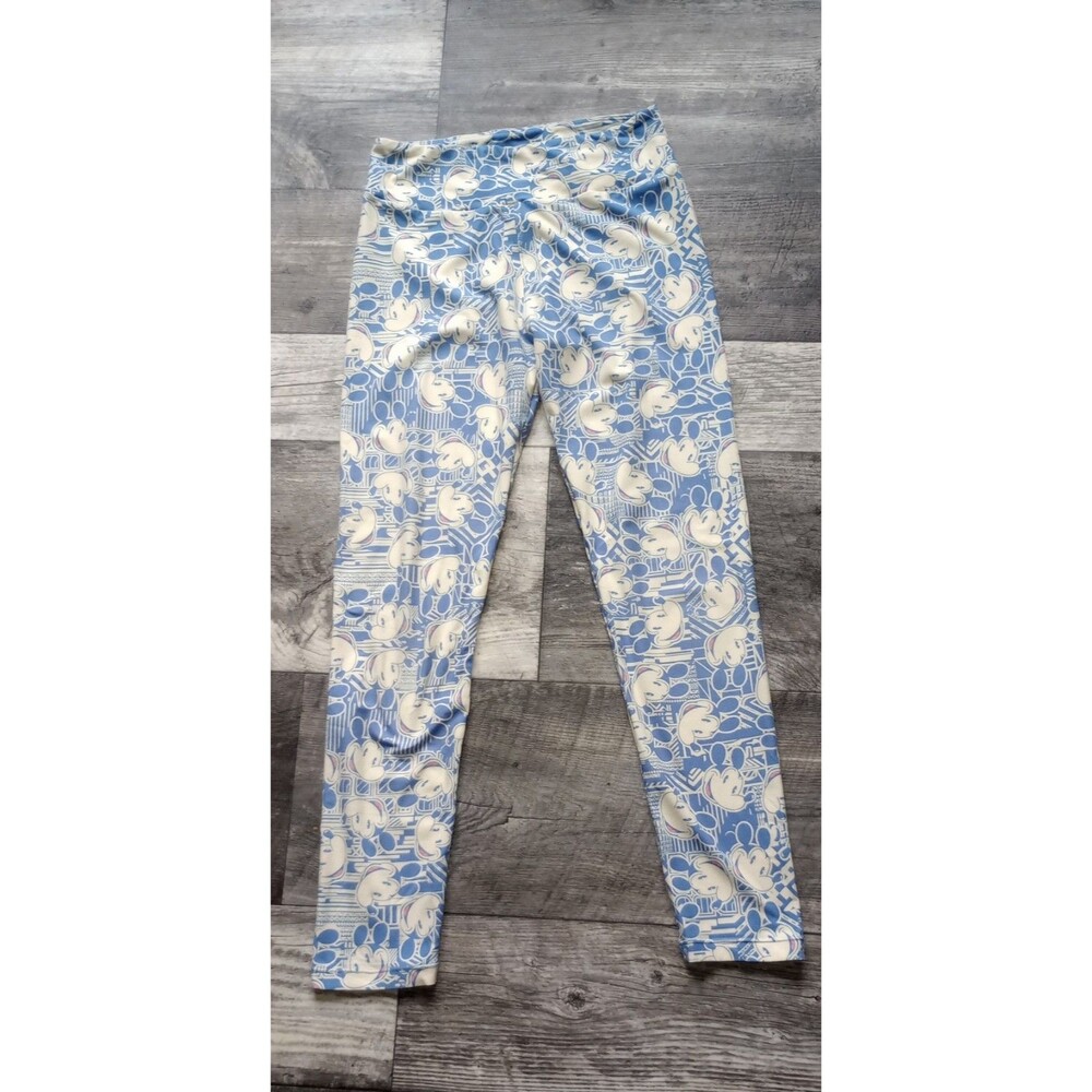 LulaRoe Women's One Size Blue Leggings Disney Micky Mouse Faces